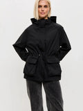 Women's Hooded Windbreaker — Waterproof Lightweight Jacket — Black