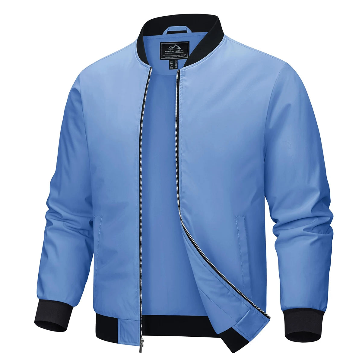 Men's Aviator Bomber Jacket — Waterproof Lightweight Windbreaker — Black
