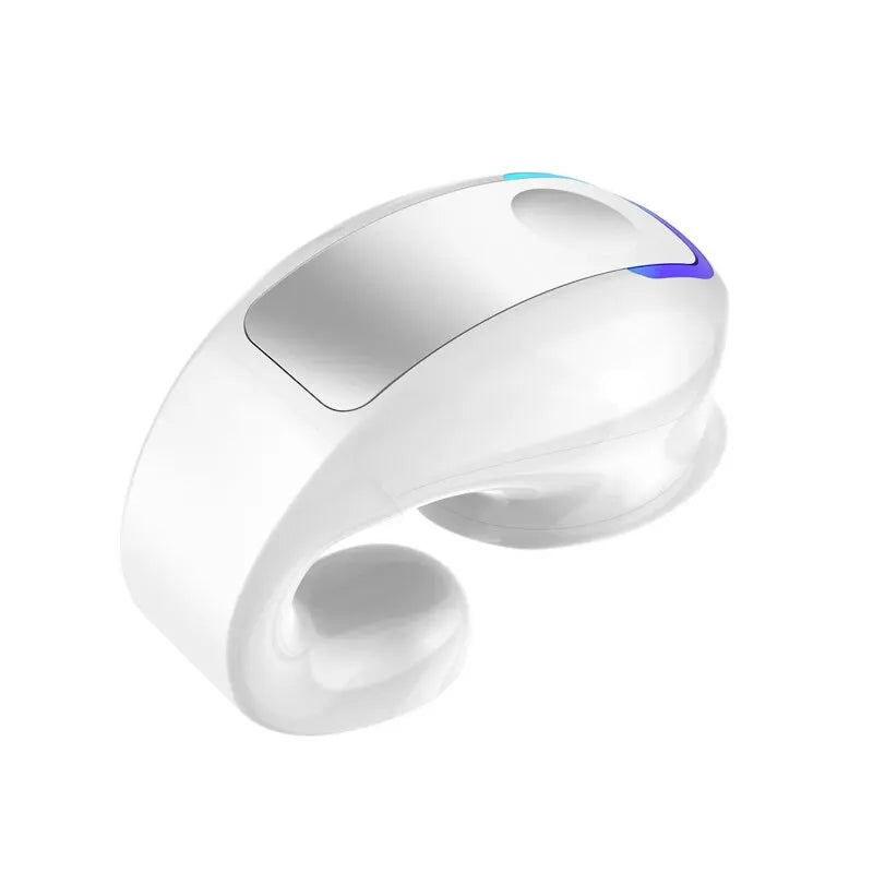 Open-ear bone conduction clip earphone — White