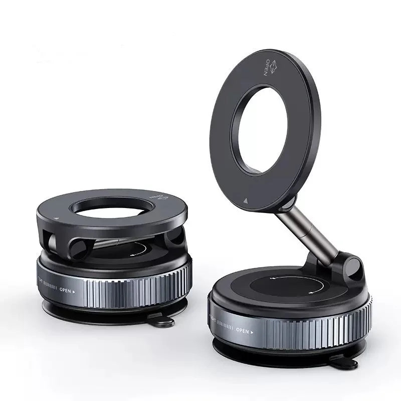 Vacuum suction magnetic car phone holder — Black variant