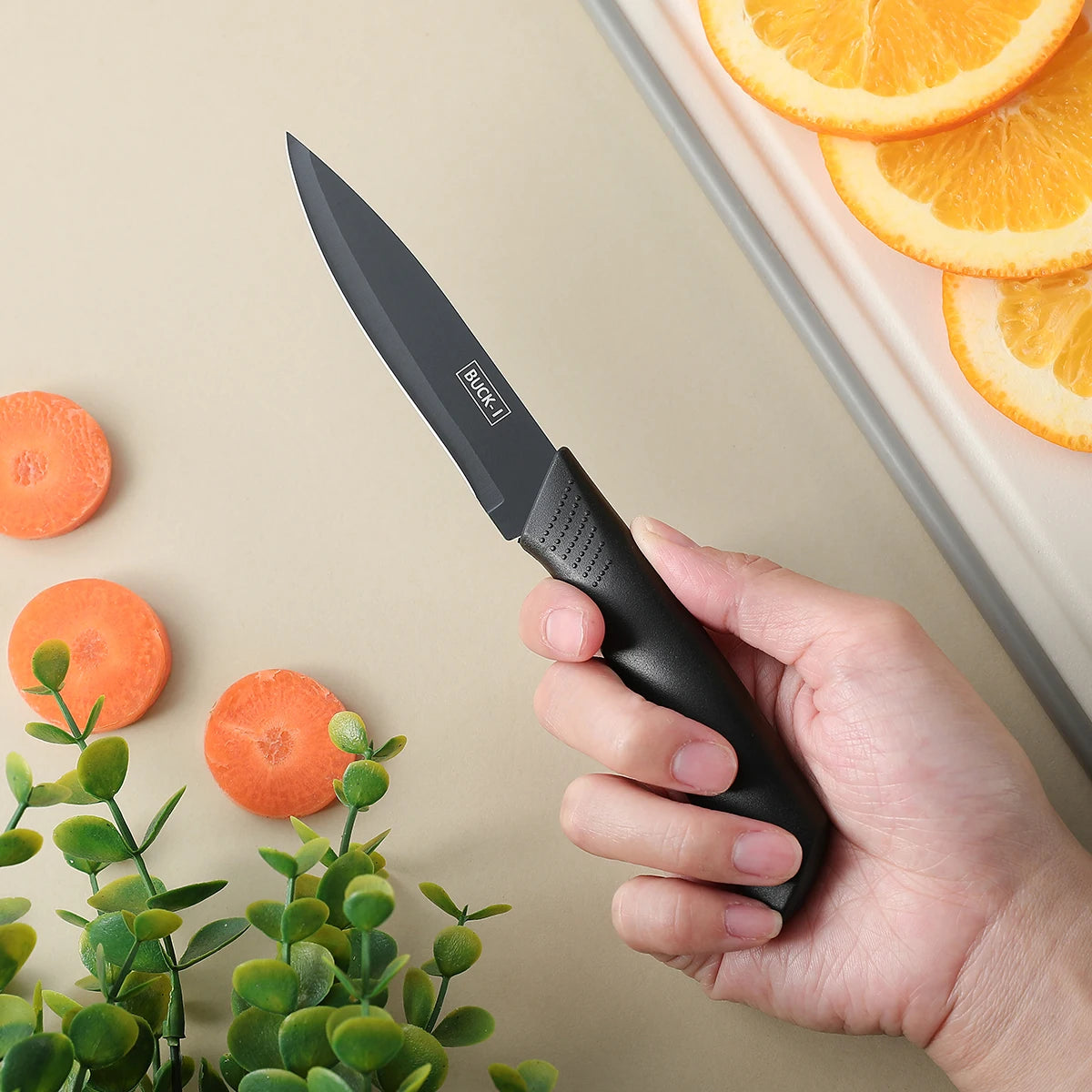Single black chef knife — 1-piece option