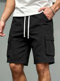 Men's cargo work shorts — black, front view