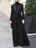 Women's extra-long black blazer coat