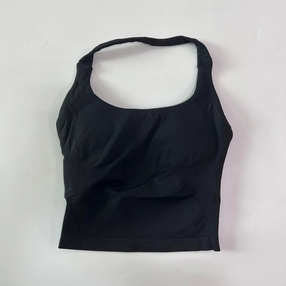 Backless tank top detail — part of the seamless 2-piece workout set