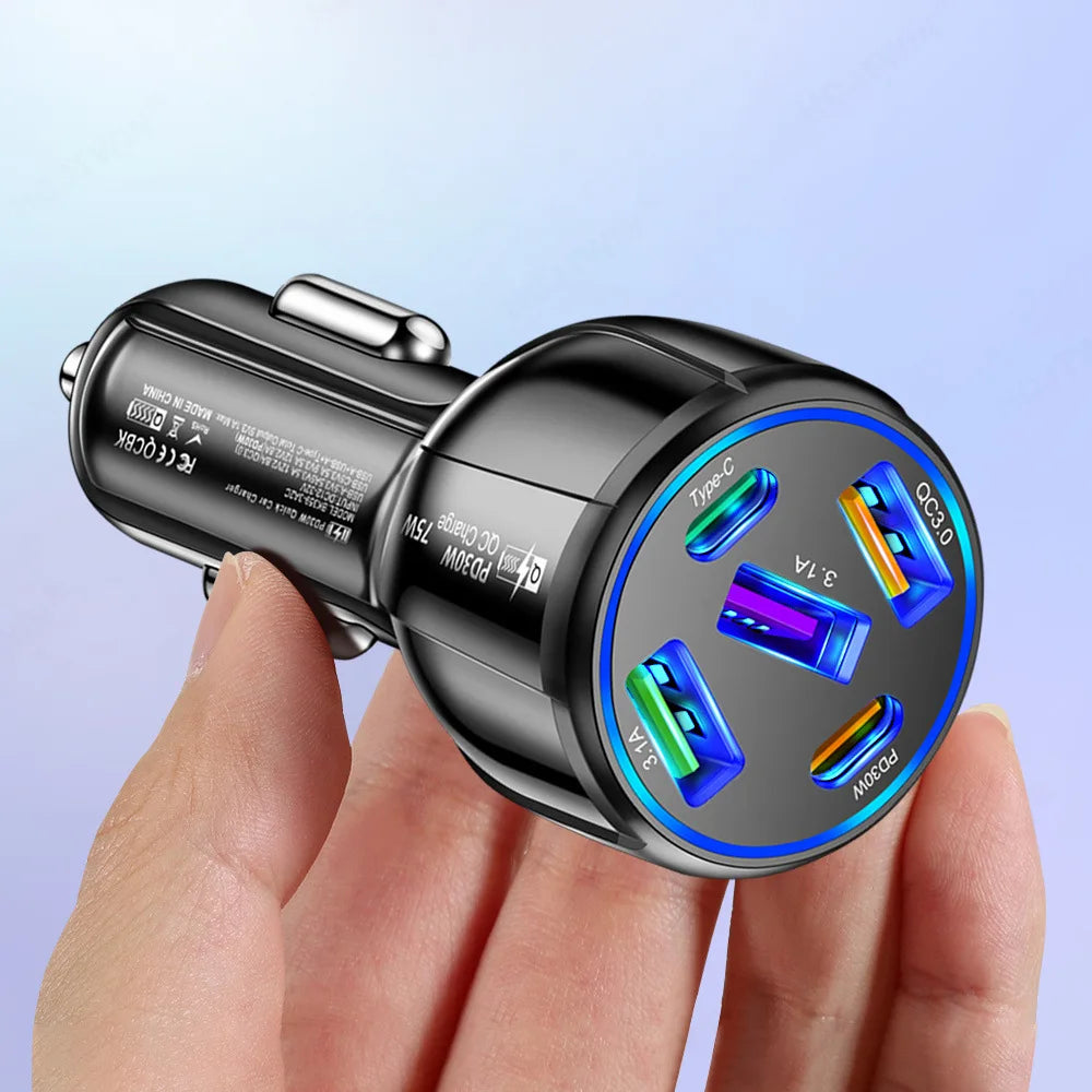 5-port car charger — Black