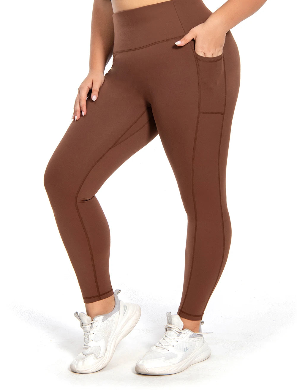 Womens Tummy Control Faja Leggings Linea Esencial - Chocolate (Scrunch)