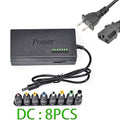 96W universal laptop charger with 8 interchangeable DC tips — US plug
