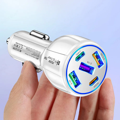 5-port car charger — White
