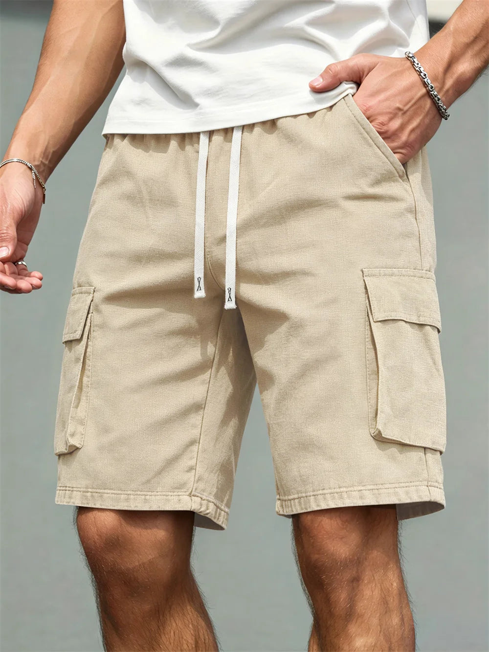Men's cargo work shorts — khaki