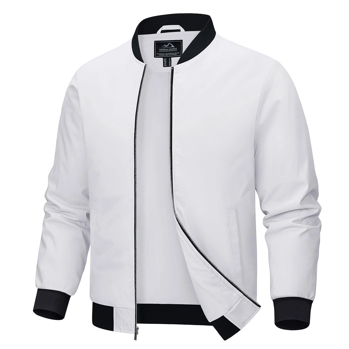 Men's Aviator Bomber Jacket — Waterproof Lightweight Windbreaker — White