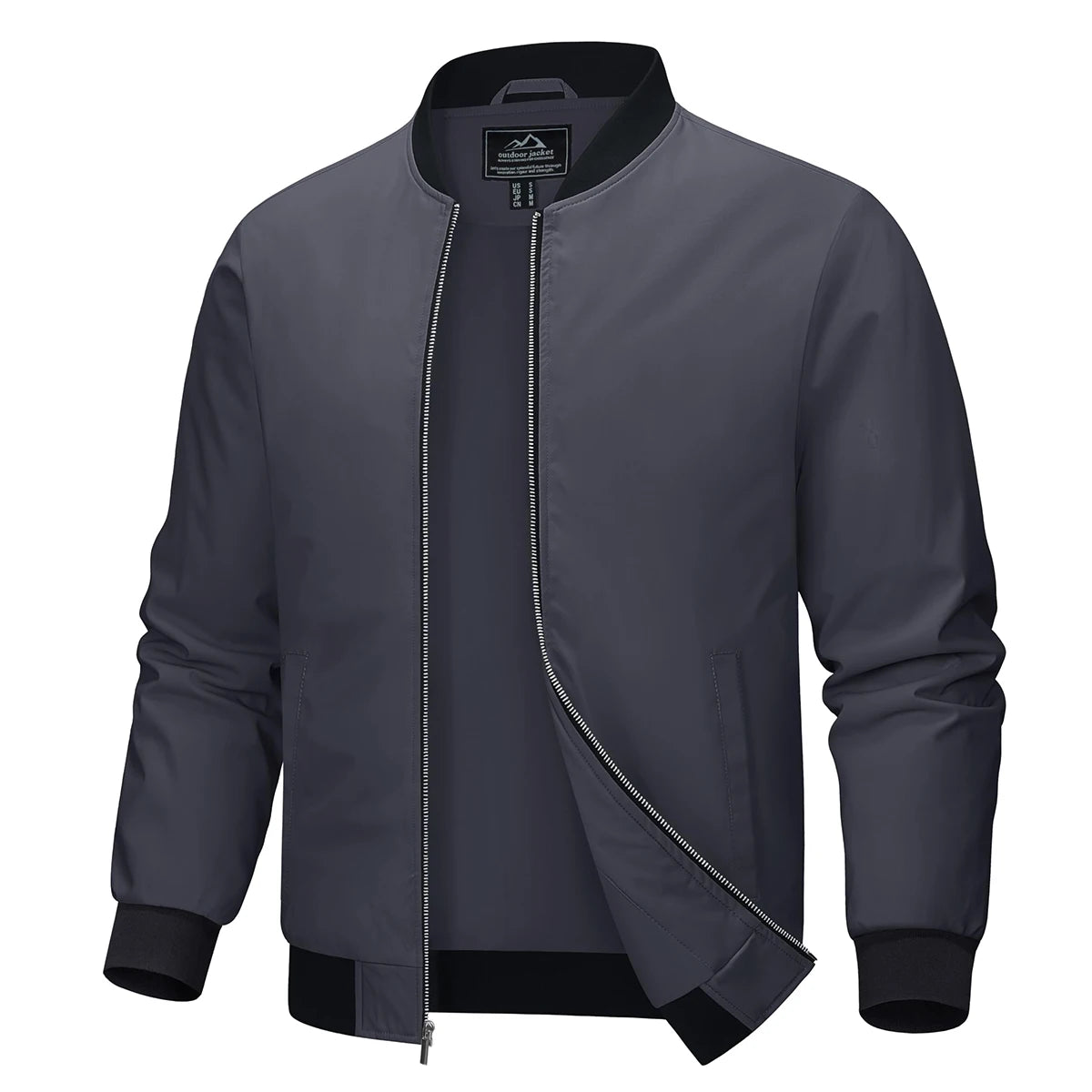 Men's Aviator Bomber Jacket — Waterproof Lightweight Windbreaker — Grey