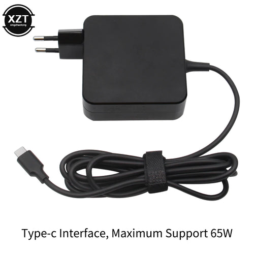 65W USB-C PD laptop charger with fixed USB-C cable