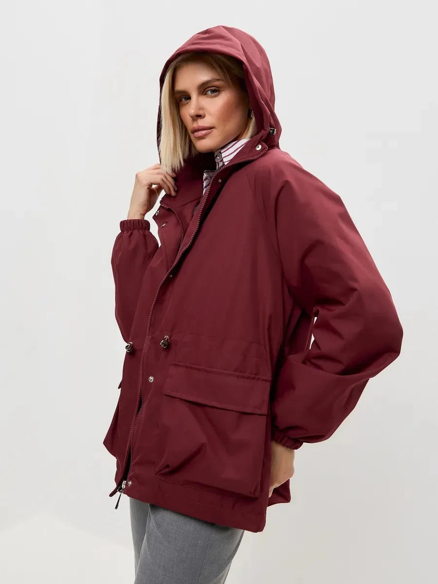Women's Hooded Windbreaker — Waterproof Lightweight Jacket — White