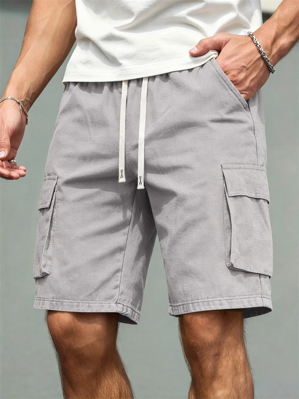 Men's cargo work shorts — gray