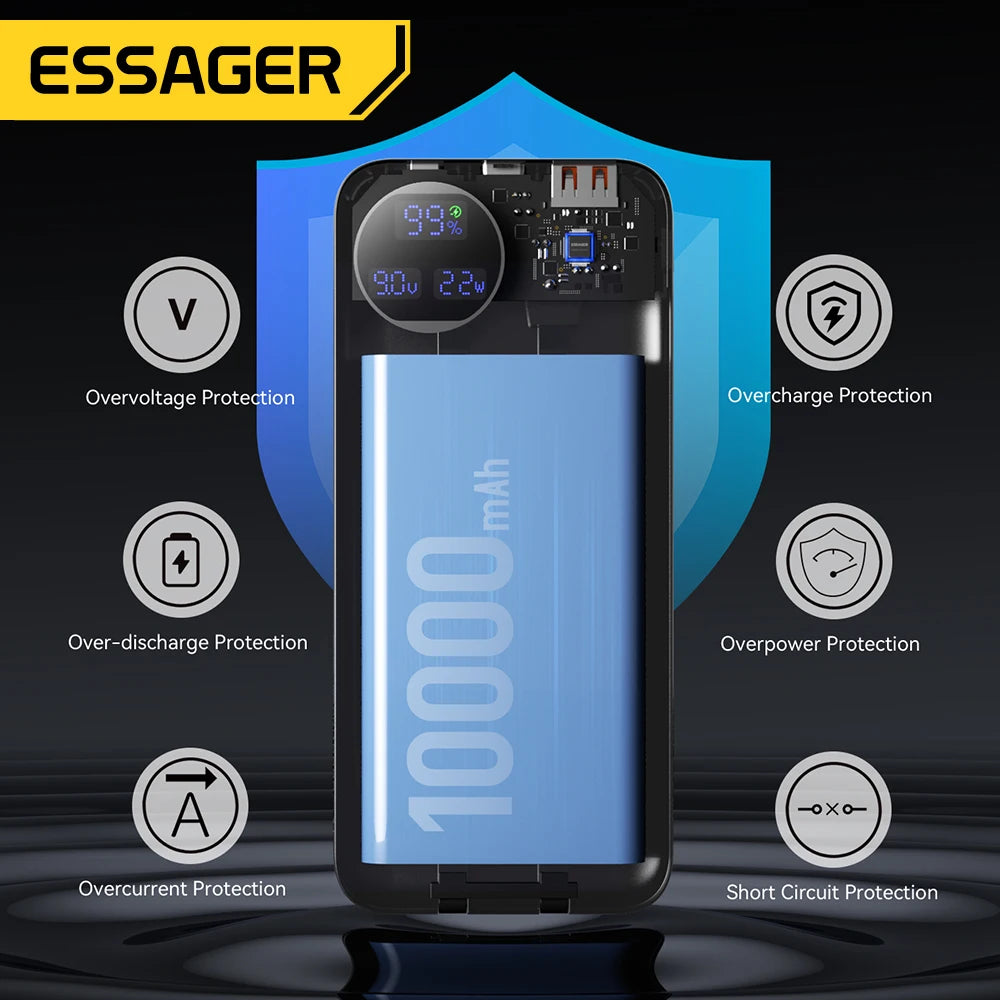 Essager power bank — safety protections and smart LED percentage display