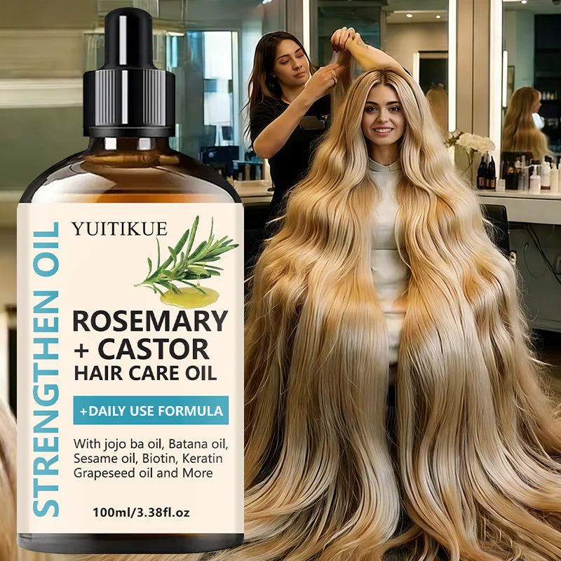 Rosemary and castor hair oil, 100 ml dropper bottle