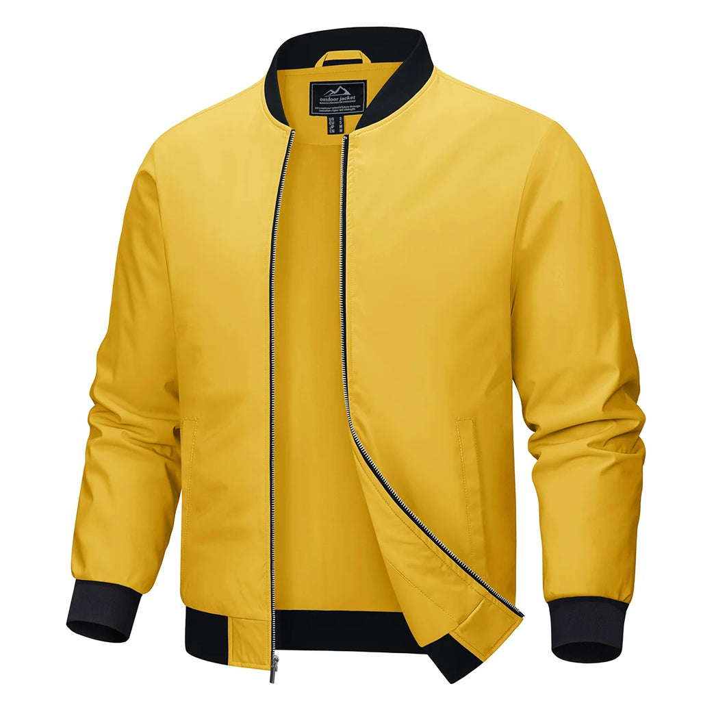Men's Aviator Bomber Jacket — Waterproof Lightweight Windbreaker — Olive Green