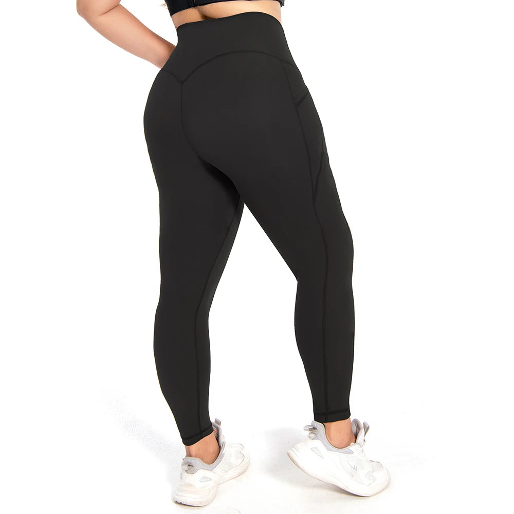 Womens Tummy Control Faja Leggings Linea Esencial - Vback Black