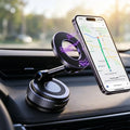 Vacuum suction magnetic car phone holder — windshield and dashboard mount with foldable arm (Black)