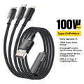 Essager 100W 3-in-1 multi charging cable — black