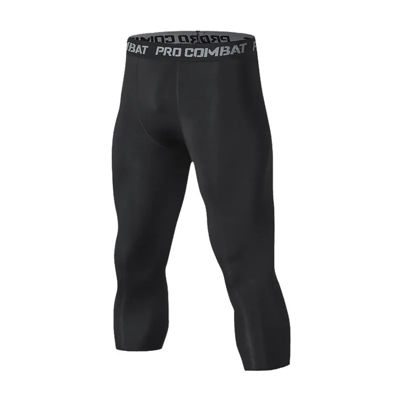 Men's compression tights — 3/4 cropped length, black