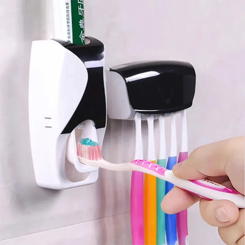 Toothbrush holder and dispenser in black