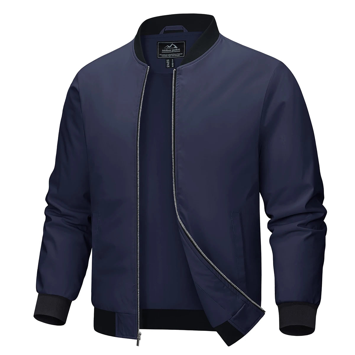Men's Aviator Bomber Jacket — Waterproof Lightweight Windbreaker — Light Blue